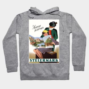 Vintage Travel Poster Austria Happy Holidays Steriermark Hoodie